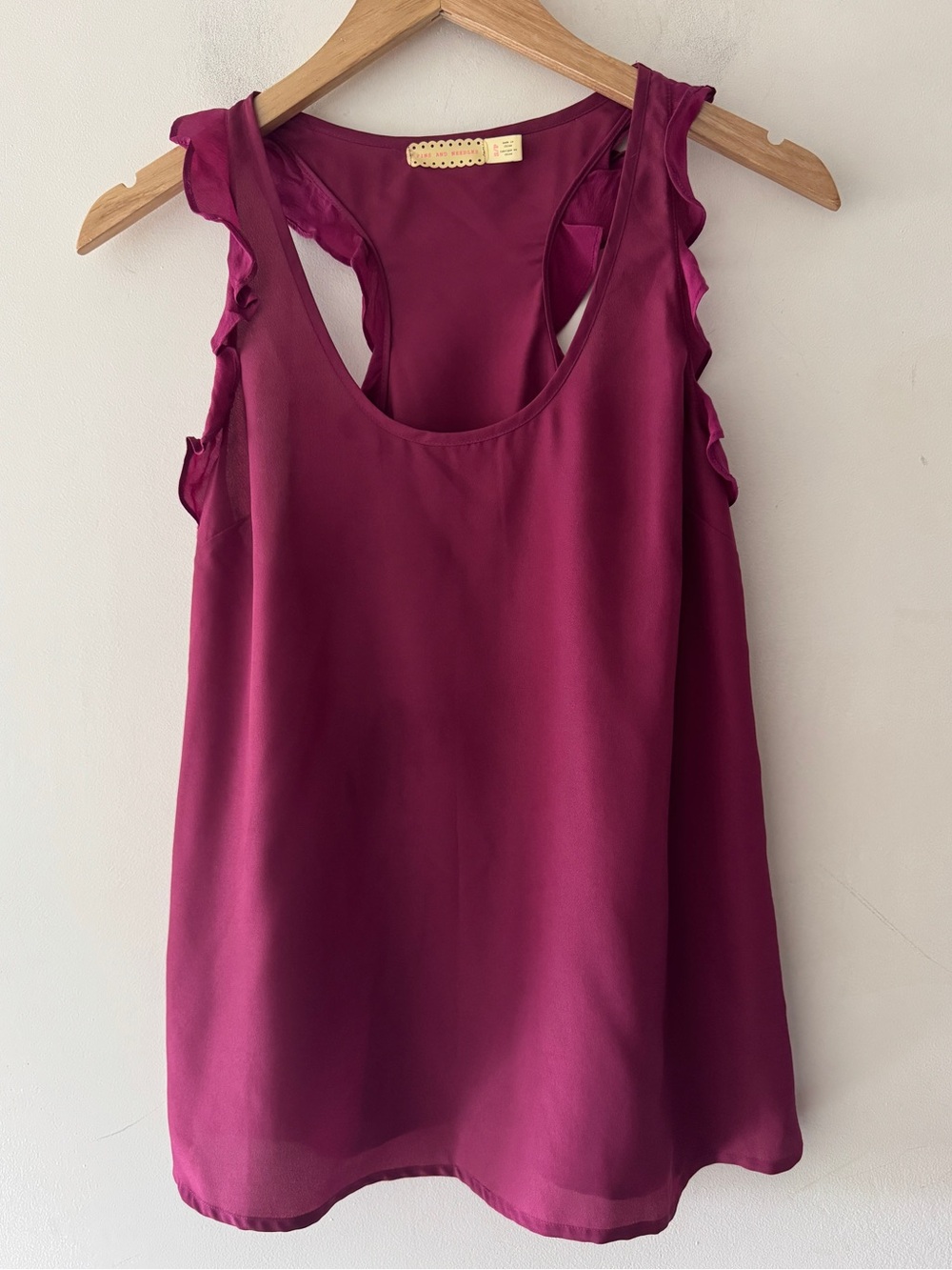 Urban Outfitters Pins & Needles Burgundy Ruffle Sleeveless Top